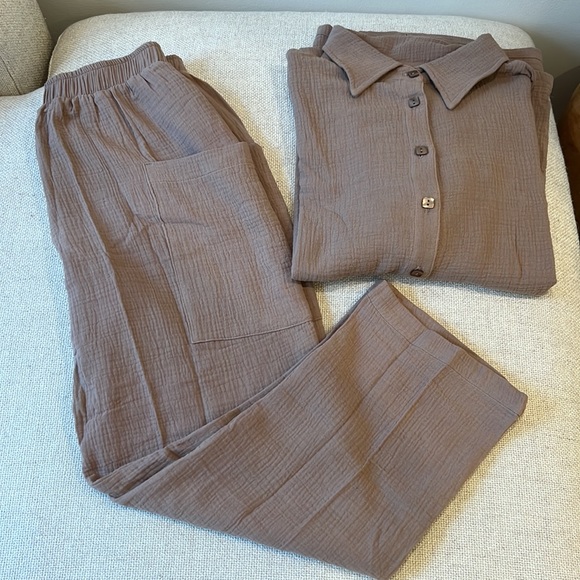 NWOT Rachel Pally Gauze Oversized Yara Shirt & Rami Pant SET, Tobacco - Picture 14 of 14
